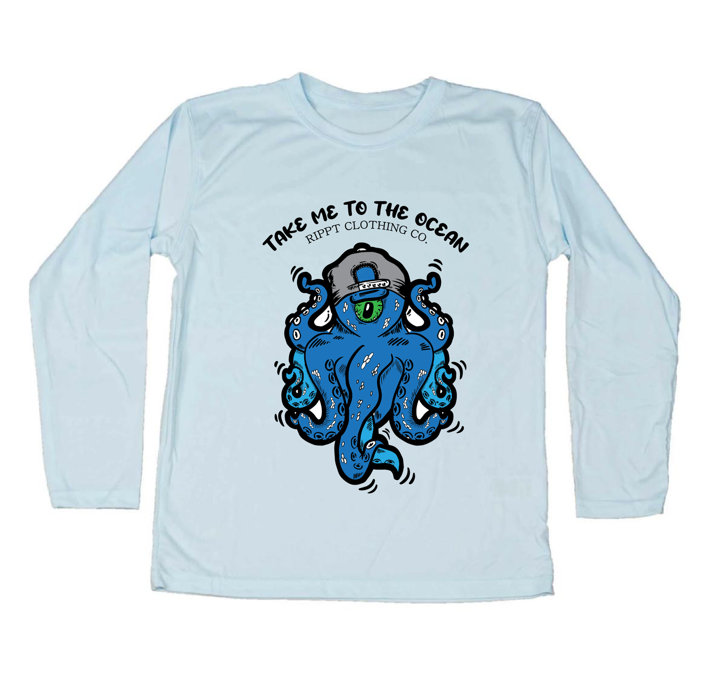 Kids Take Me To The Ocean (Blue Octopus) Performance Sun Shirt